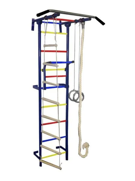 Спортивный комплекс Крепыш Г-образный Пристенный-1 (Синий/ПВХ/Разноцветные)