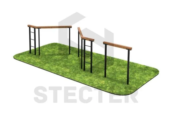 Элемент полосы препятствий "Разрушенный мост из 3-х элементов"