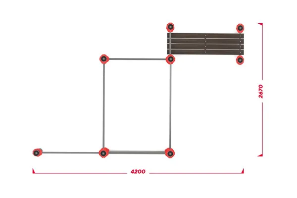 Нержавеющий воркаут комплекс с турниками, шведской стенкой и наклонной лавкой для пресса
