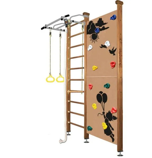 Шведская стенка Kampfer Jungle Ceiling Girl (№2 Ореховый Стандарт белый антик турник)