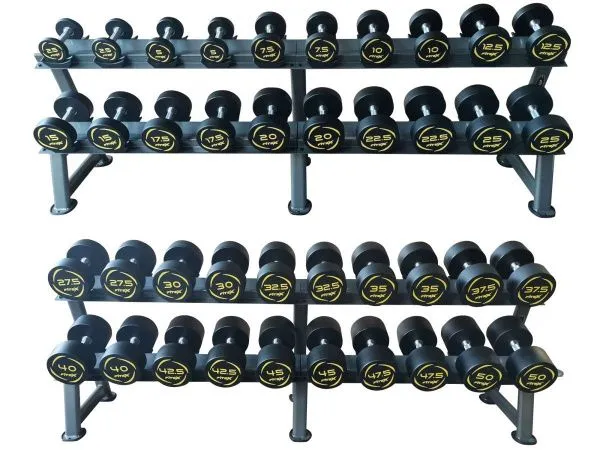 Комплект полиуретановых гантелей  2,5-50кг (20пар) со стойками