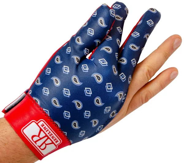 Перчатка для бильярда на правую руку синяя с рисунком коллекция Renzo Longoni из линейки Renzline