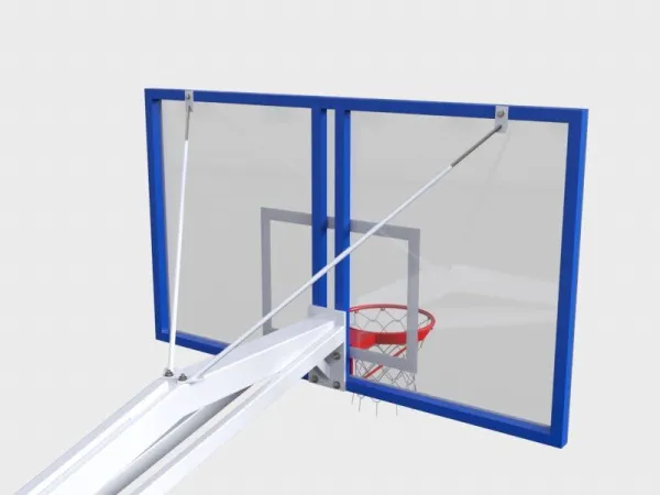 Баскетбольная стойка мобильная игровая с щитом 1800 х 1050 мм из оргстекла 10 мм (вынос 3,25 м)