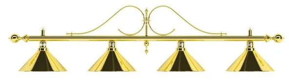Лампа на четыре плафона «Classic» (витая золотистая штанга, золотистый плафон D35см)
