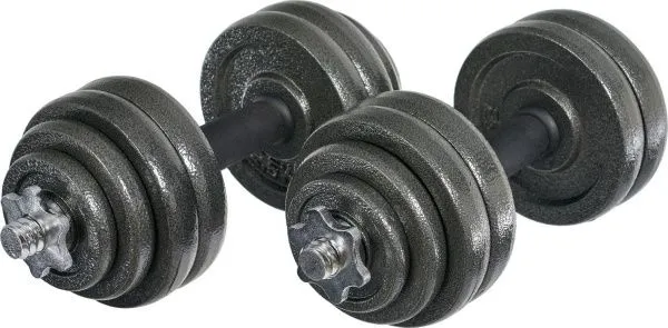 Набор гантелей + гриф для штанги 30 кг, пластиковый кейс