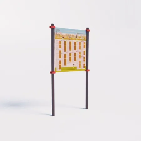 Информационный стенд для сдачи нормативов с металлическим полем