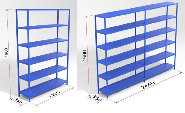 Стеллаж для хранения спорт. инвентаря, 122 см, односторонний