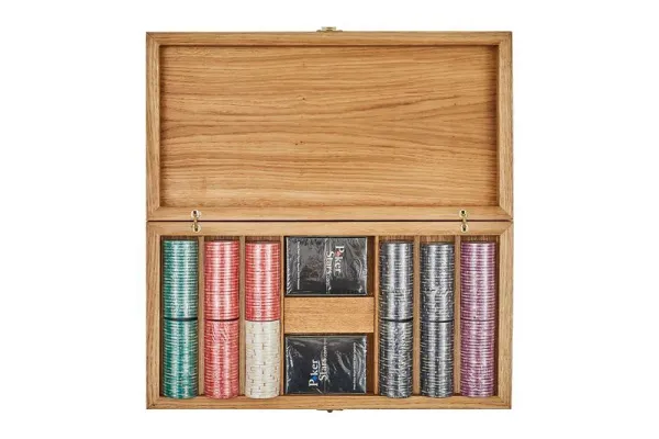 Набор для покера Luxury Ceramic на 300 фишек в дубовом кейсе, Partida