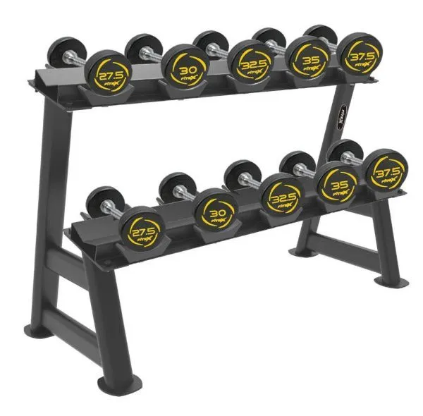 Комплект полиуретановых гантелей 27,5-37,5кг (5 пар)  со стойкой