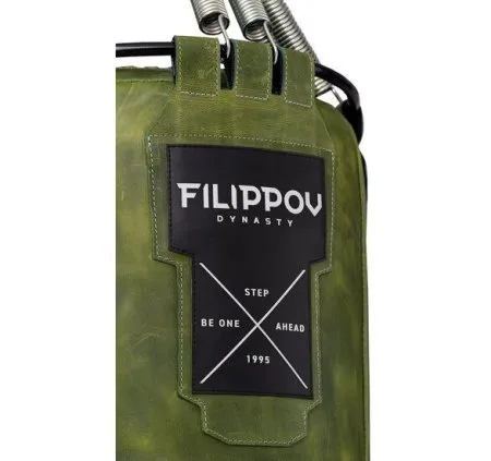 Боксёрский мешок FILIPPOV Ø40 кожа (Зеленый) - 110см/40см/43-45кг