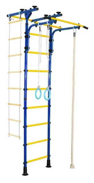 Шведская стенка Юный Атлет Пол-потолок-Т (синий/желтый)