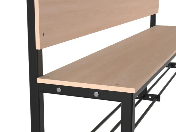 Скамейка для раздевалки со спинкой односторонняя (ЛДСП) с полкой для обуви