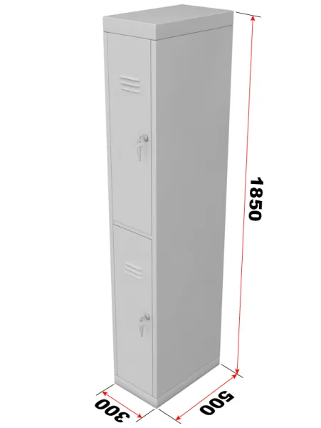 Шкаф для раздевалки двухдверный металлический, ширина 300 мм