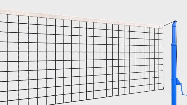 Волейбольная сетка с телескопическими стойками, диаметр нити 3 мм, диаметр троса 6 мм 