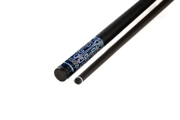 Двухсоставной бильярдный кий для пула Weekend "Winner Carbon - 001" (черно-синий) оплетка натур