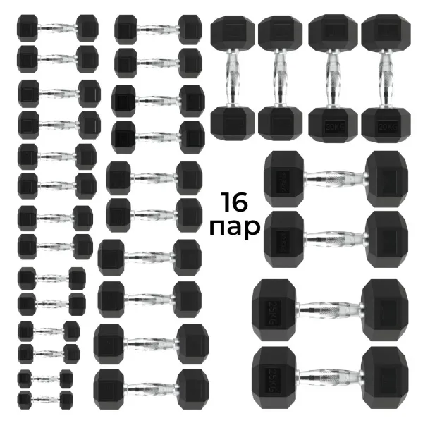 Гантельный ряд DFC от 1 кг до 25 кг