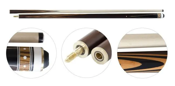 Кий для русского бильярда 2-pc "Неустрашимый" (граб, черный граб, коричневый граб, груша, зебрано)