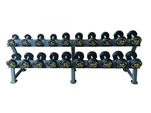 Комплект полиуретановых гантелей 2,5-25кг (10пар) со стойкой