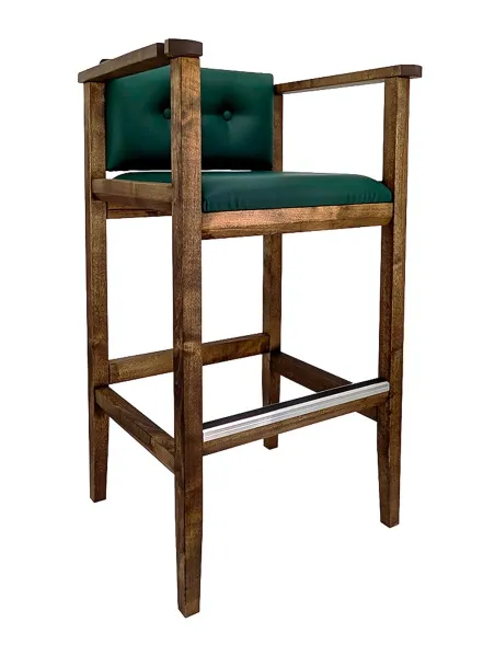 Кресло бильярдное (мягкое сиденье и мягкая спинка, цвет изумрудно-зеленый и береза коньяк)