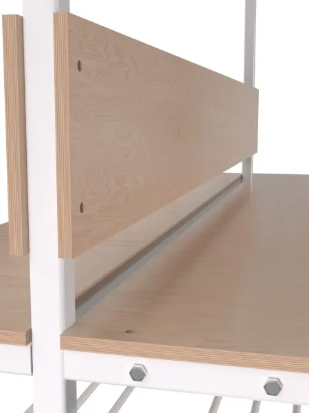 Скамейка для раздевалки двухсторонняя, с вешалкой (настил ЛДСП) с полкой для обуви