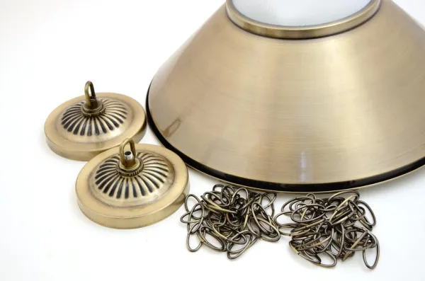 Лампа на четыре плафона «Jazz» (матово-бронзовая штанга, матово-бронзовый плафон D38см)