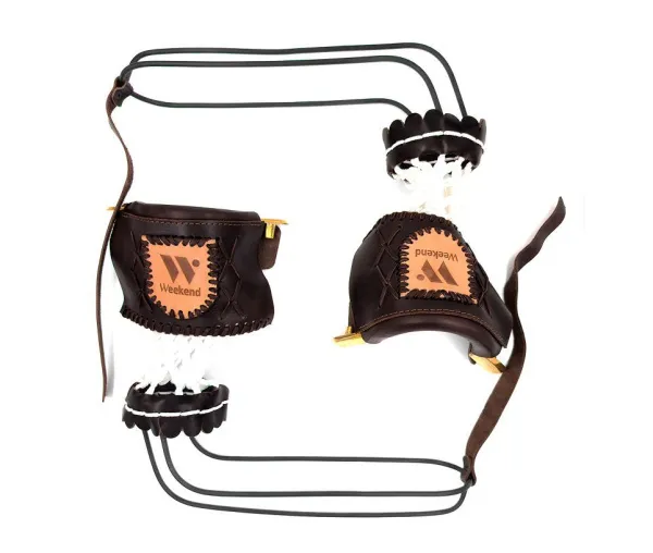 Комплект луз с выкатом RU-M4, скоба - латунь (лен, коричневая кожа, комбинированная) плетенка "Крест" с логотипом