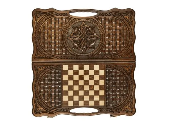 Нарды резные "Армянский узор 11" с ручкой 60, Haleyan