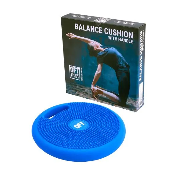 Массажно-балансировочная подушка с ручкой синяя