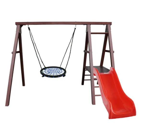 Спортивно-игровой комплекс Kampfer Lucky (Гнездо малое синее и красная горка)