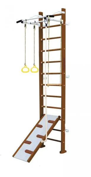 Шведская стенка Kampfer Ride Wall (№2 Ореховый Высота 3 м белый турник)