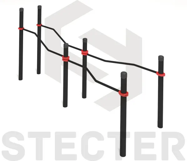 Брусья двойные, разноуровневые с подъездом для коляски