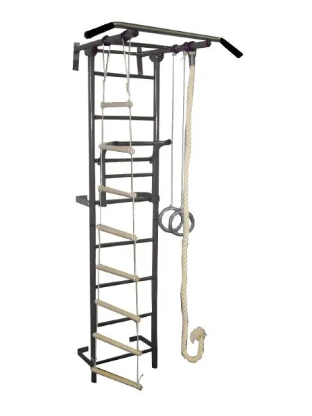 Спортивный комплекс Крепыш Г-образный Пристенный-1 (Серый/Металл/Хром)