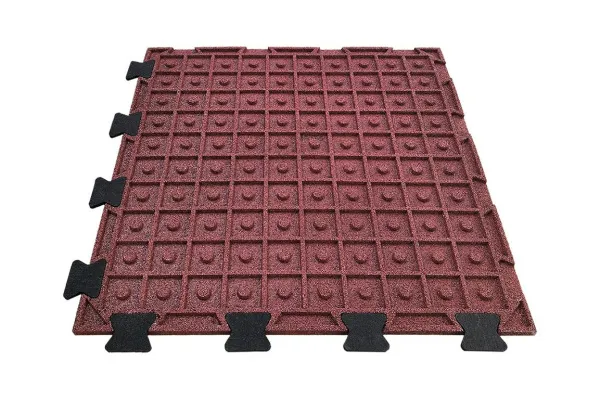 Резиновая плитка 1м х 1м с встроенным скрытым крепежным замком, терракотовый