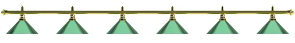 Лампа на шесть плафонов «Evergreen» (золотистая штанга, зеленый плафон D35см)
