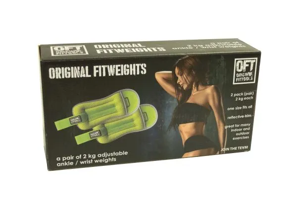 Комплект утяжелителей весом 2 кг (пара) ярко-зеленые