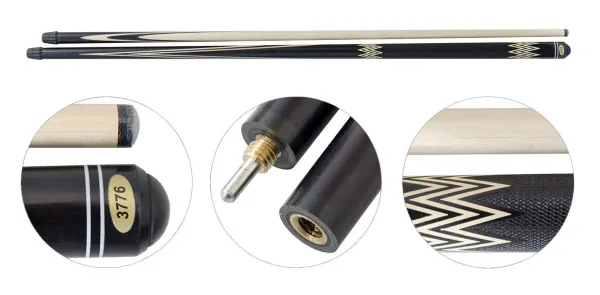 Кий для русского бильярда 2-pc «Мастер» (чёрный граб, граб), гравировка «Ромбики с коронками»