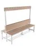 Скамейка для раздевалки двухсторонняя, с вешалкой (настил ЛДСП) с полкой для обуви