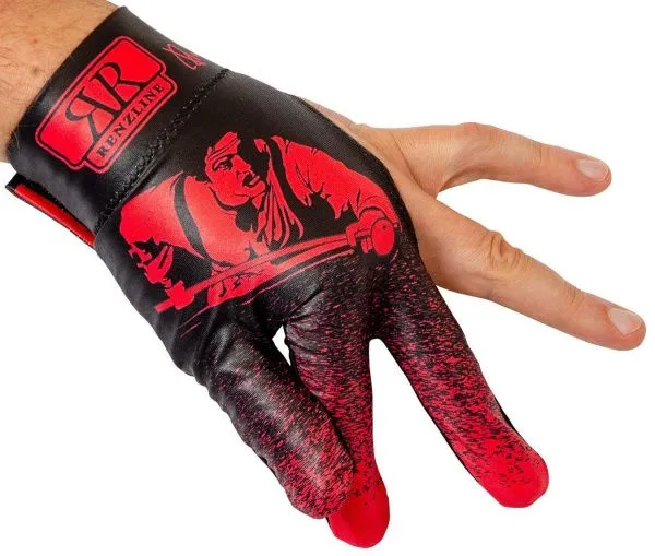 Перчатка для кия черно-красная на левую руку серия Renzline коллекция Renzo Longoni Player
