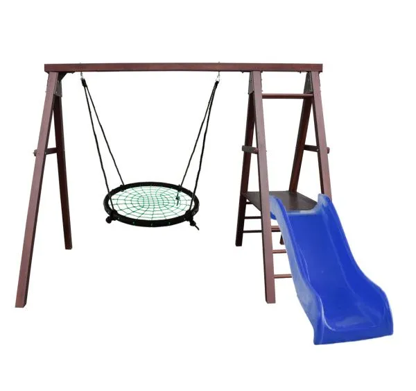 Спортивно-игровой комплекс Kampfer Lucky (Гнездо большое зеленое и темно-синяя горка)