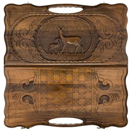 Нарды резные "Олень" с ручкой 50, Haleyan