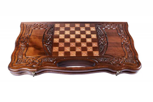 Нарды резные "Армянский узор 9" с ручкой 60, Haleyan