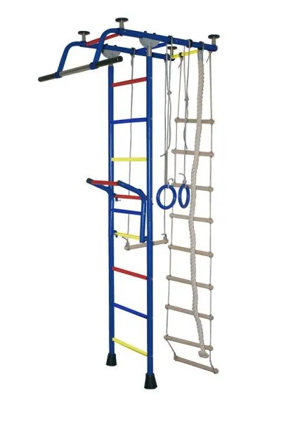 Спортивный комплекс Крепыш Т-образный с навесным турником (Синий/ПВХ/Разноцветные)