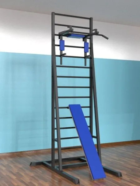 Шведская стенка разборная напольная с брусьями 3 в 1 и доской (тип 3)