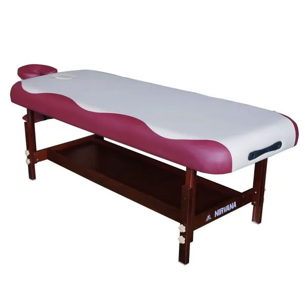 Массажный стационарный стол DFC NIRVANA, SUPERIOR, дерев. коричн. ножки, 1 секция, цвет беж.с вин.
