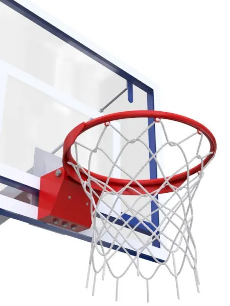 Баскетбольная стойка двухопорная с трен. щитом 1200х900 мм из оргстекла 10 мм и массовым кольцом