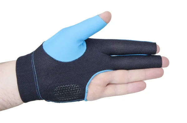 Перчатка бильярдная «Ball Teck 3» (черно-бирюзовая, вставка замша), защита от скольжения