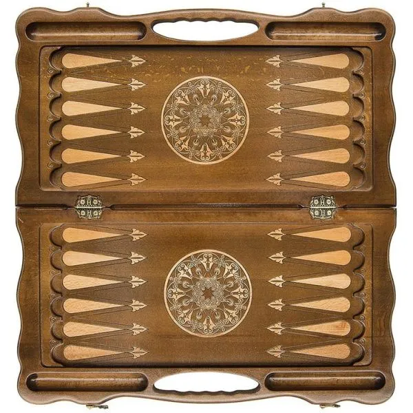 Шахматы + нарды резные "Антемион" 60 с ручкой, Haleyan