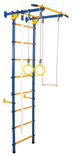 Шведская стенка Юный Атлет Пристенный-Лайт (синий/желтый)