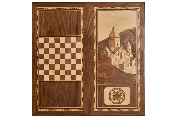 Нарды "Монастырь" инкрустация, AZ012, Zeynalyan