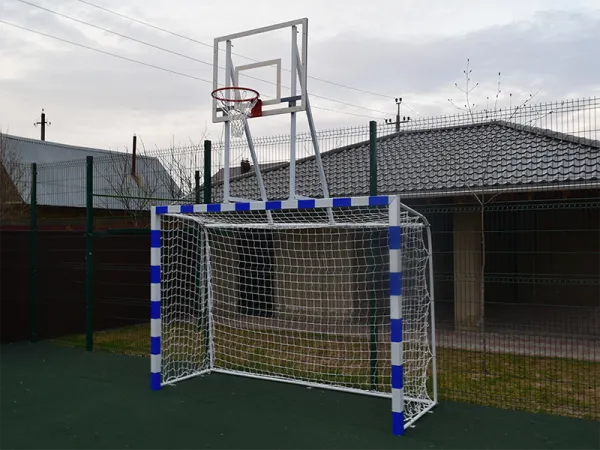 Ворота гандбольные для улицы с баскетбольным щитом из оргстекла